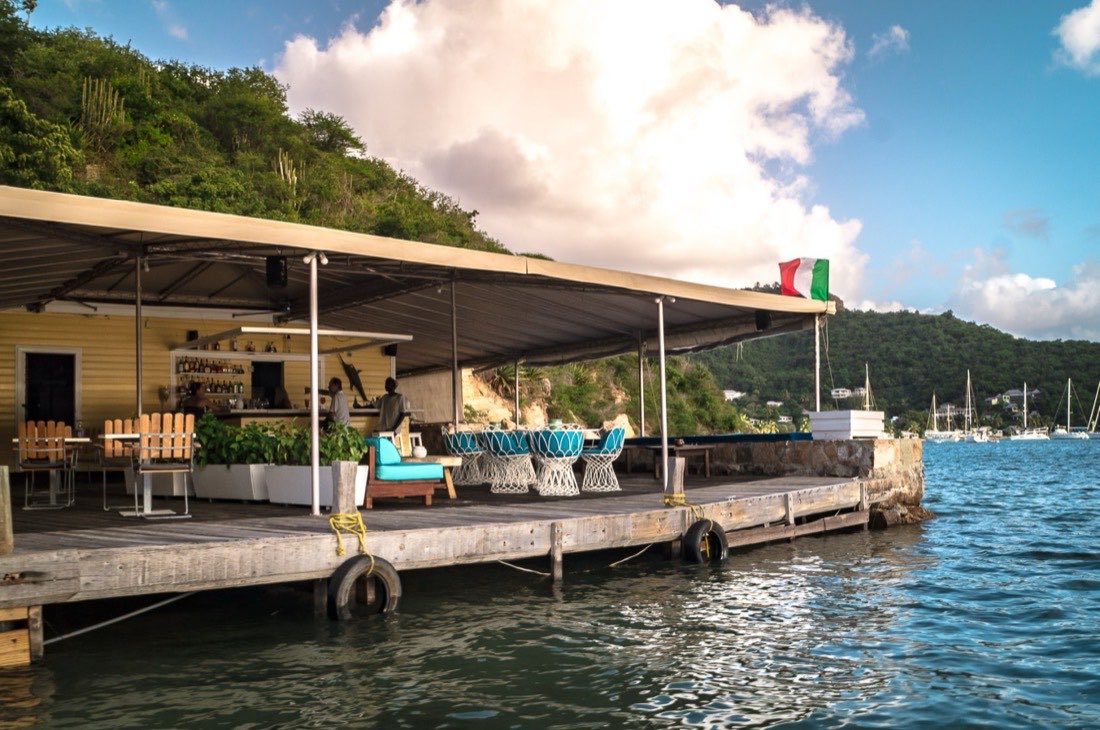 Incanto waterfront dining deck at Antigua Slipway