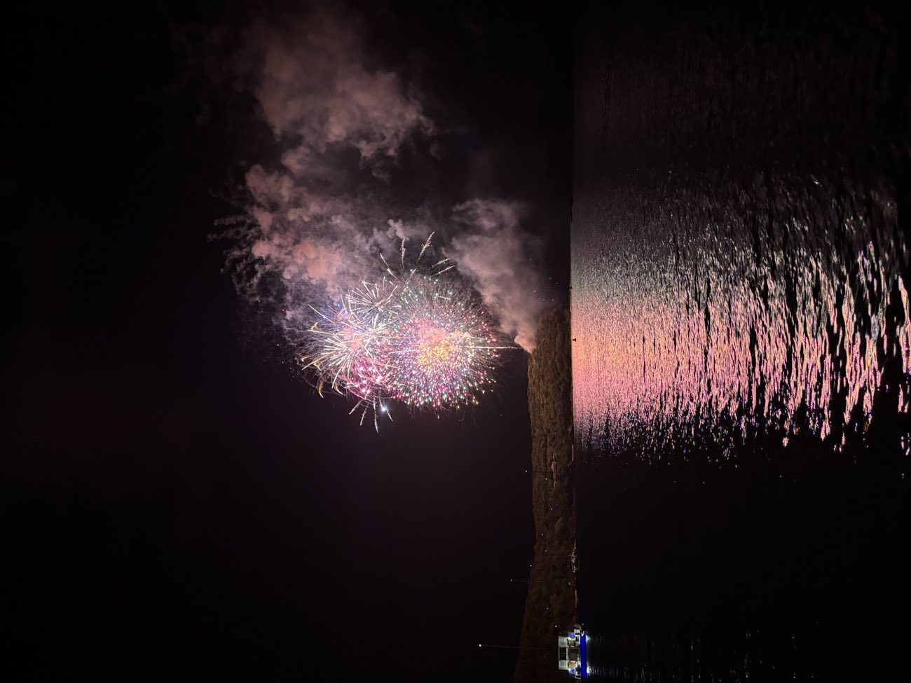 Fireworks over English Harbour, Antigua, seen from the Incanto deck