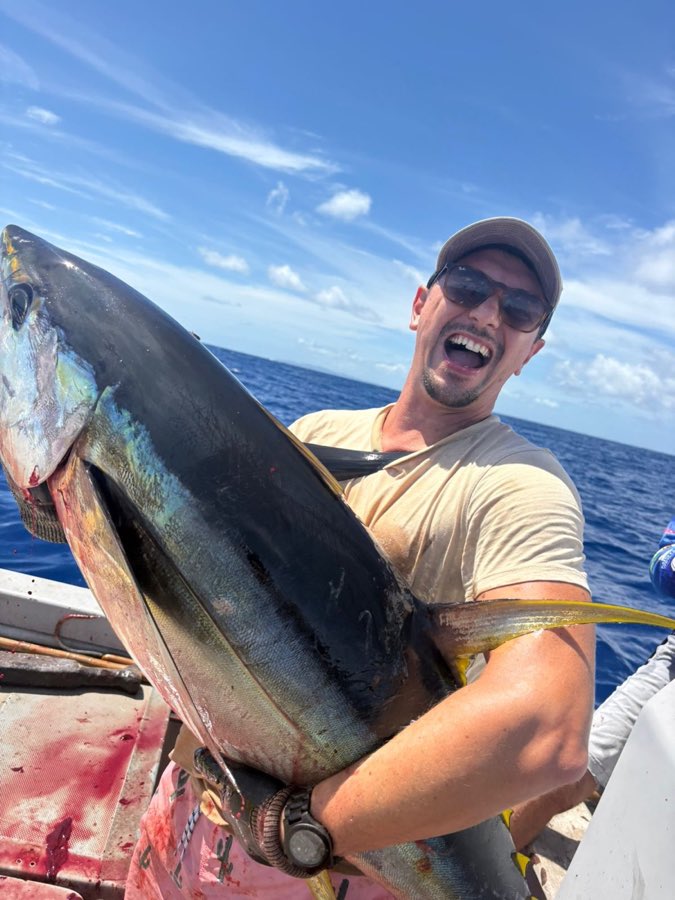Andrea, owner of Incanto, with a freshly caught Antigua tuna